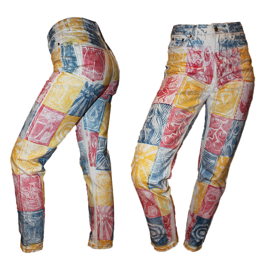 Hand Printed Jeans Multi